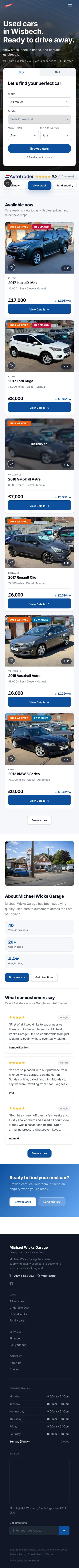 Mobile view of dealer website